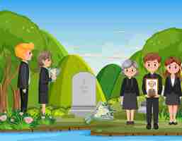 Vecteur cérémonie funéraire dans la religion chrétienne