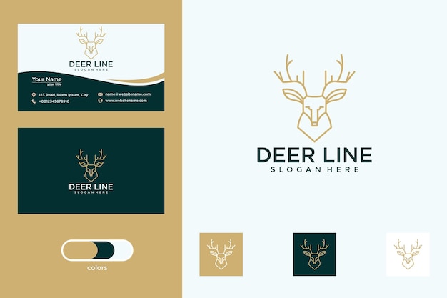 Cerf Avec Conception De Logo De Style De Ligne Et Carte De Visite