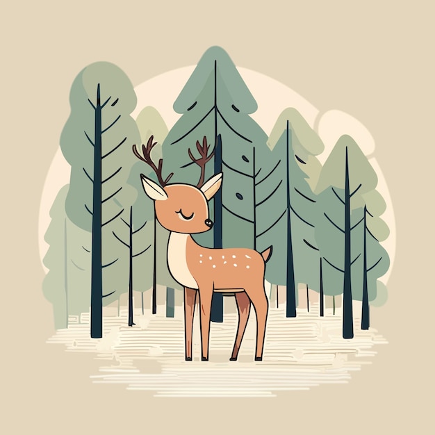 Vecteur un cerf dans une forêt avec un cerf en arrière-plan