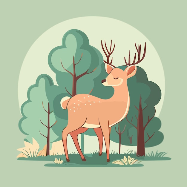 Cerf dans l'illustration de l'art vectoriel de la forêt