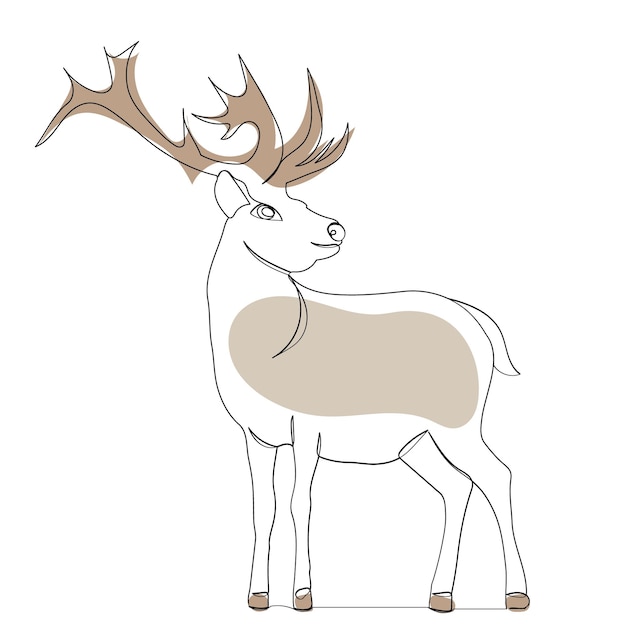 Vecteur cerf de dessin au trait continu unique