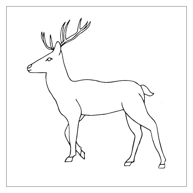 Vecteur cerf. illustration de croquis de vecteur dessiné à la main d'un renne. décoration de noël.