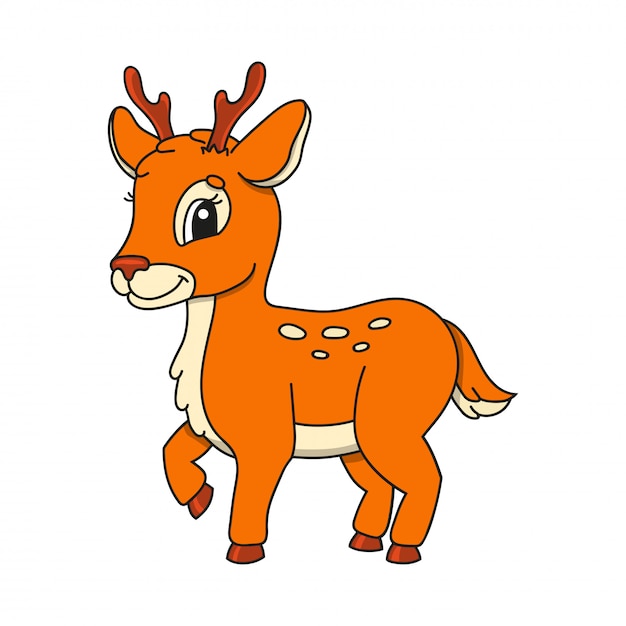 Cerf orange. Personnage mignon. Illustration vectorielle coloré