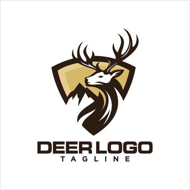 Cerf Tête Silhouette Cerf Logo Cerf Vector Illustration Modèle