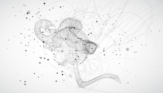 Cerf-volant dragon asiatique de vecteur sur fond blanc dans le style points et splines