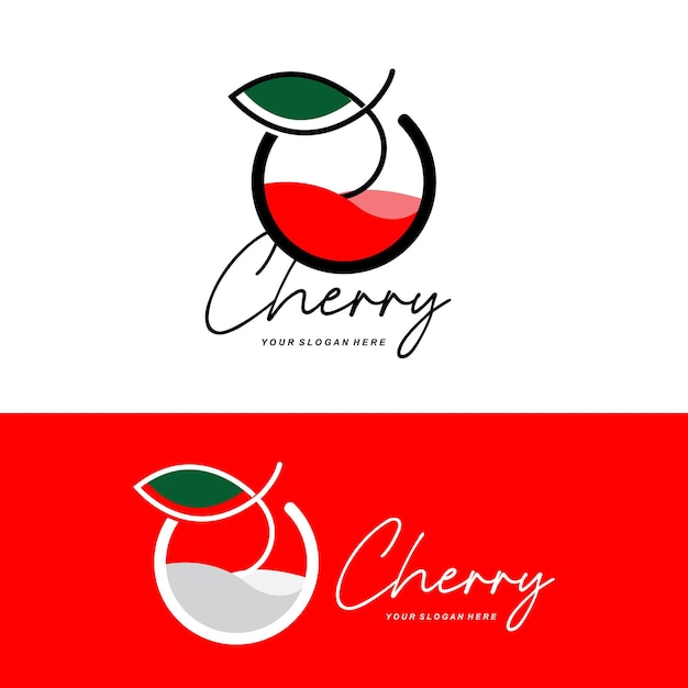 Cerise Fruit Logo Rouge Plante Colorée Illustration Vectorielle Fruit Shop Design Company Autocollant Produit Marque