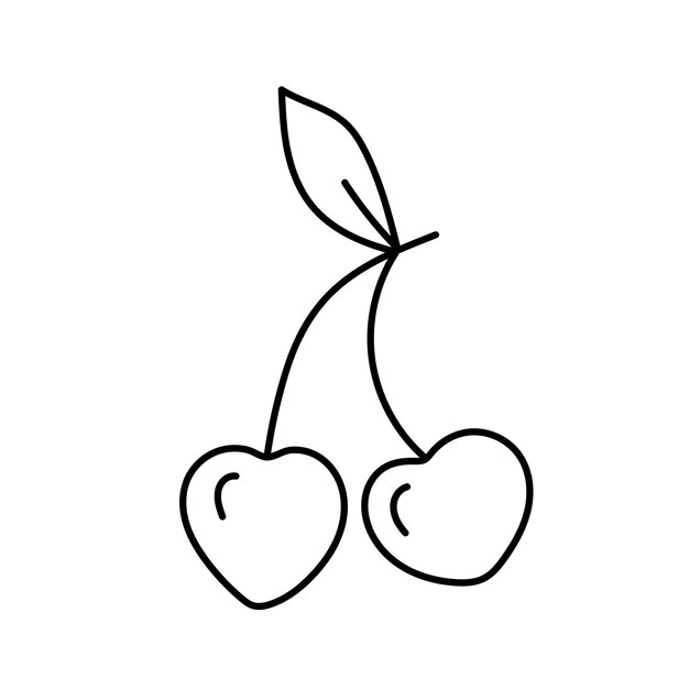 Des Cerises Avec Des Cœurs Dans Le Style De Doodle