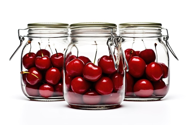 Vecteur des cerises dans un pot en verre