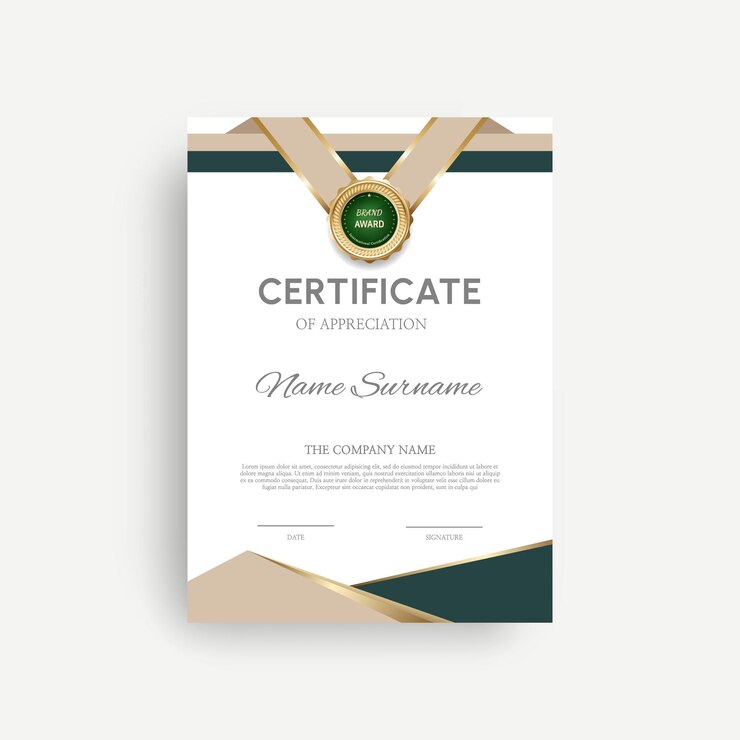 Vecteur certificat d'achèvement de la conception