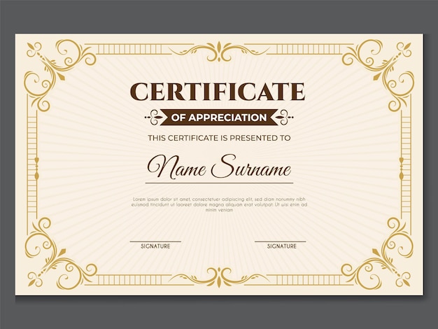 un certificat d'articha de l'honneur de la période d'art