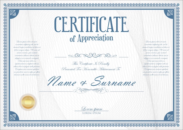 Certificat ou diplôme design rétro