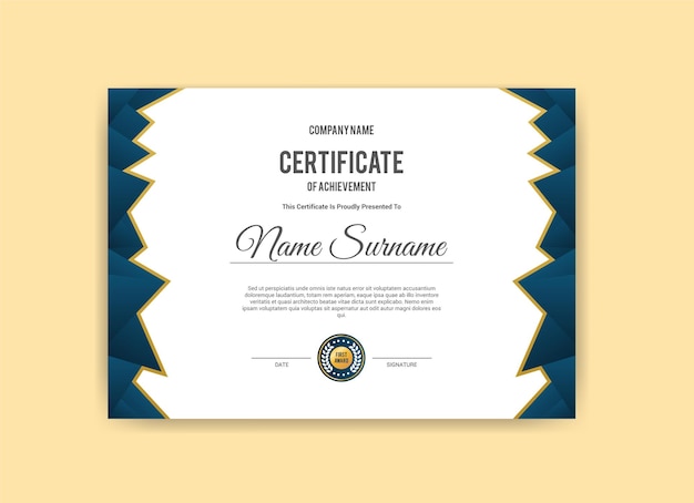 Certificat de diplôme avec modèle de vecteur premium de formes polygonales