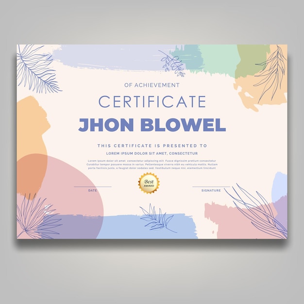 Certificat De Fleur De Dessin Au Trait Rétro Contemporain Du Milieu Du Siècle Coloré