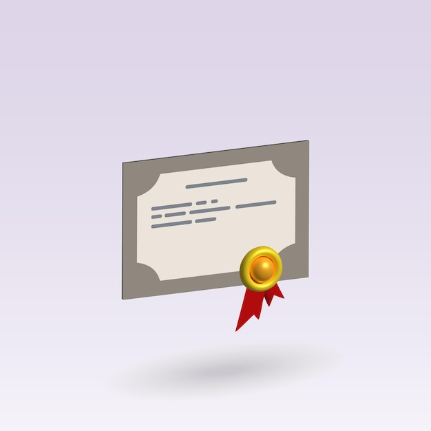 Certificat isolé icône vecteur 3d certificat icône 3d