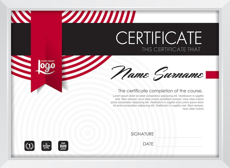 Vecteur certificat de modèle d'appréciation