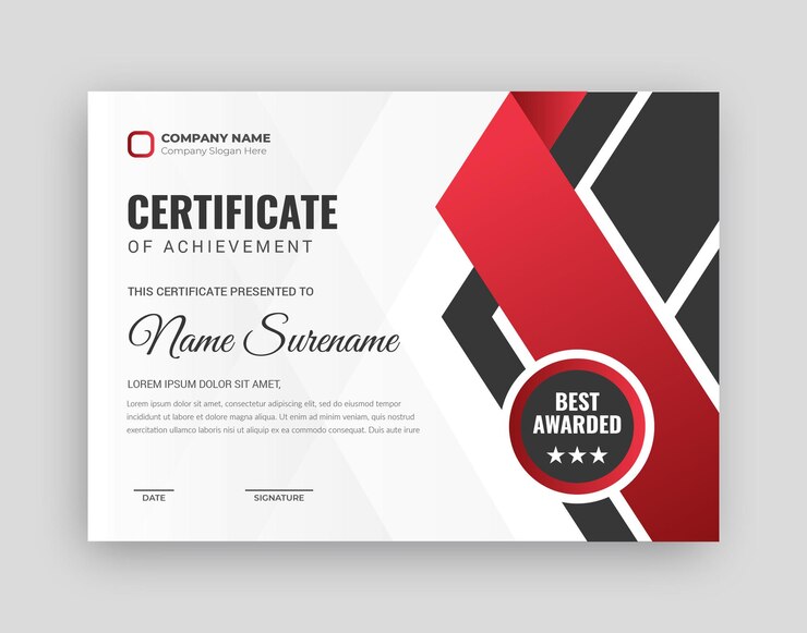 Vecteur certificat de modèle d'appréciation