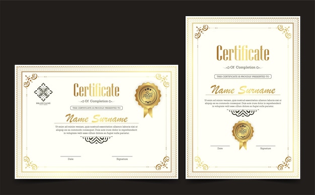 Vecteur certificat de réussite meilleure conception de diplôme de récompense