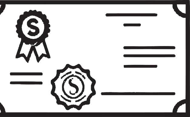 Vecteur un certificat avec un sceau et un signe dollar.