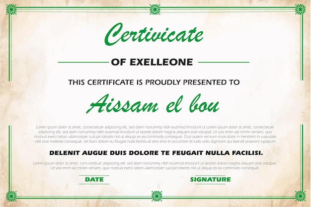 Vecteur le certificat