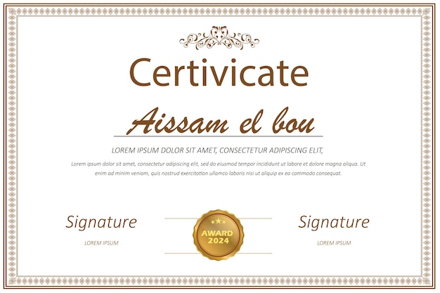 Vecteur le certificat