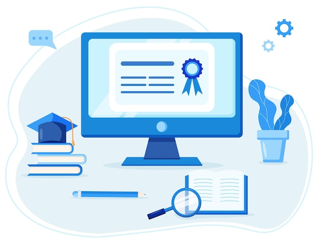 Certification en ligne sur écran pour le webinaire de cours d'apprentissage en ligne et le concept d'éducation en ligne