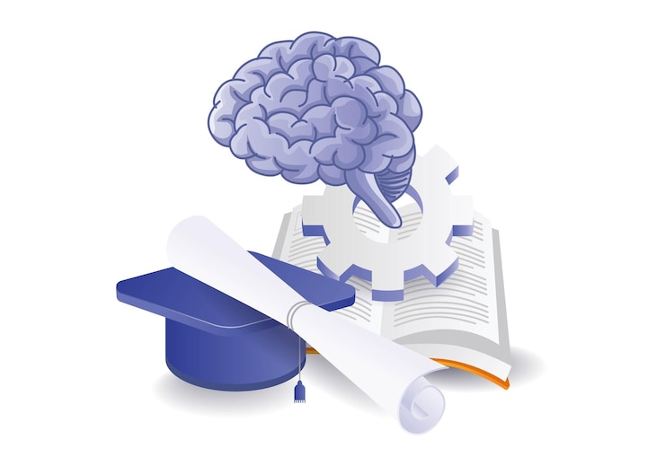 Vecteur le cerveau absorbe la lecture de livres