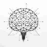 Vecteur cerveau géométrique simple minimaliste noir et blanc