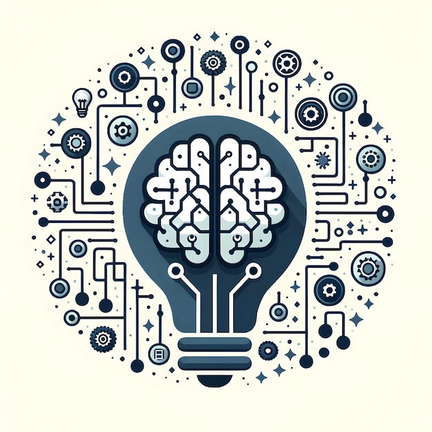 Vecteur cerveau humain avec conception vectorielle de nœuds numériques