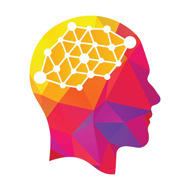 Vecteur cerveau humain connexion vector logo concept design techno tête humaine logo concept idée créative