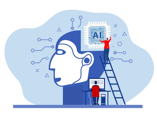 Le cerveau humain numérique Travail d'affaires Intelligence artificielle avec l'apprentissage automatique de l'IA