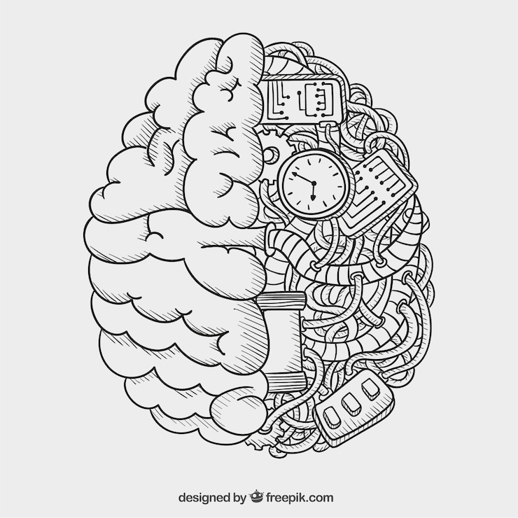 Vecteur cerveau mécanique