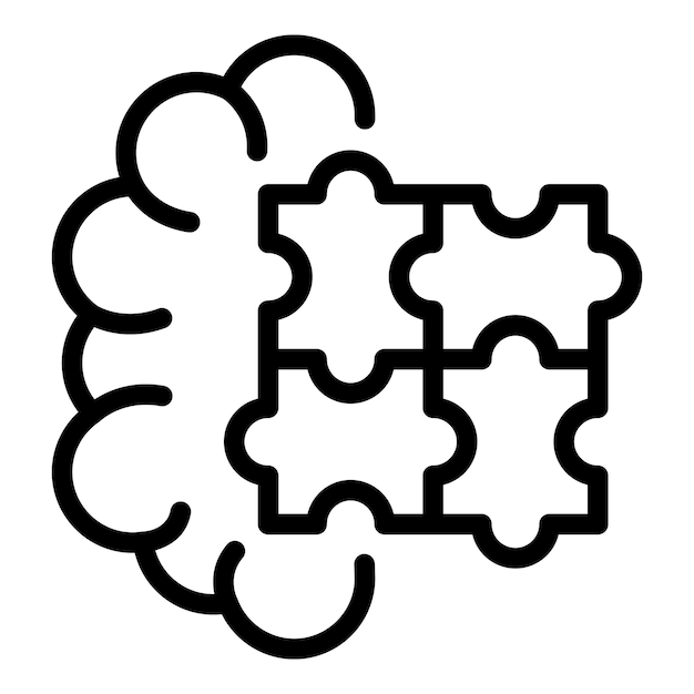 Cerveau puzzle icône contour vecteur éducation scolaire apprentissage désactivé