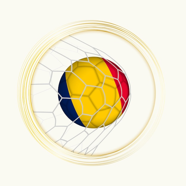 Vecteur chad marque un but symbole de football abstrait avec une illustration du ballon du tchad dans un filet de football