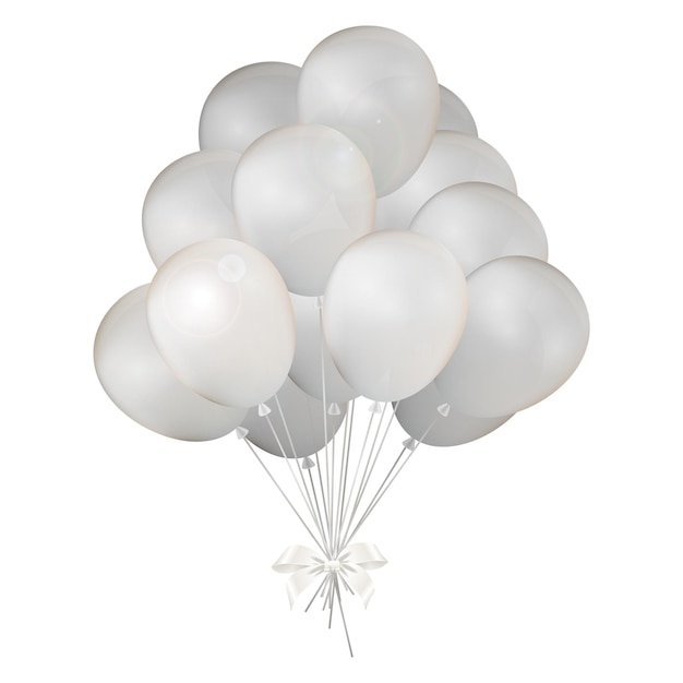 Chaîne de ballons argentés attachés avec des arcs
