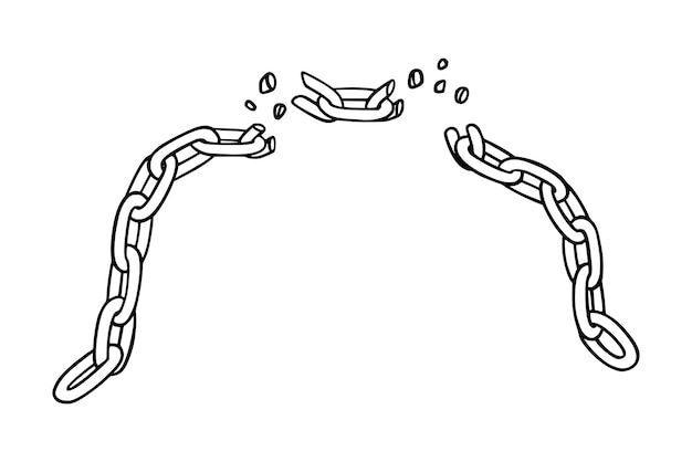 Chaîne Brisée Avec éclats Comme Symbole De Force Et D'unité Croquis De Chaînes Métalliques