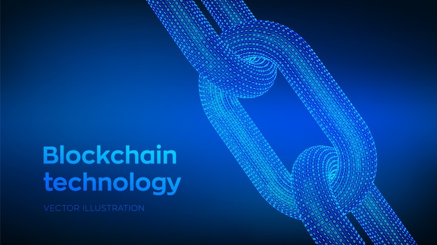 Chaîne avec code binaire, concept Blockchain,