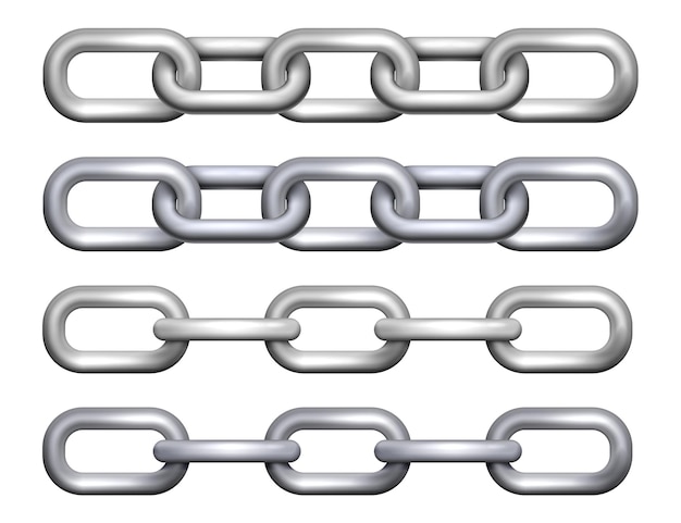 Vecteur chaîne en métal réaliste avec des liens en argent illustration vectorielle