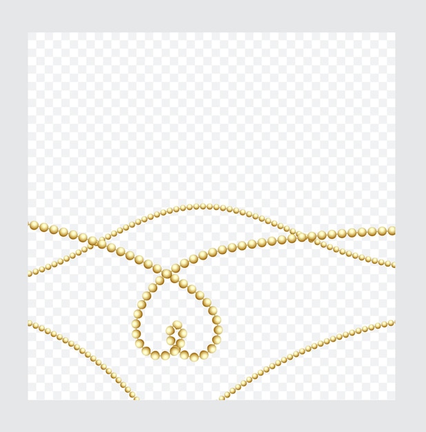 Vecteur chaîne ronde de couleur dorée ou bronze perles de ficelle réalistes élément décoratif isolé conception de perles d'or illustration vectorielle