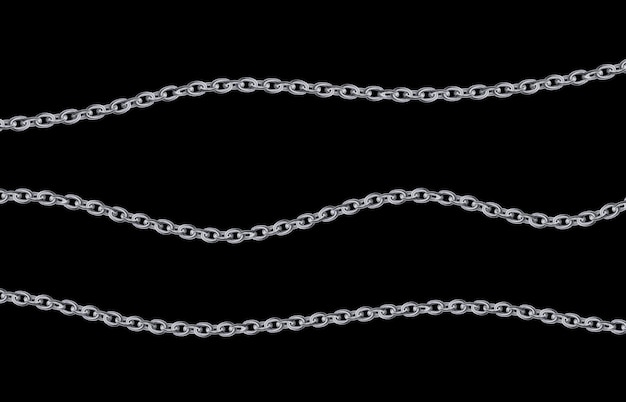 Des chaînes d'argent isolées sur un fond noir