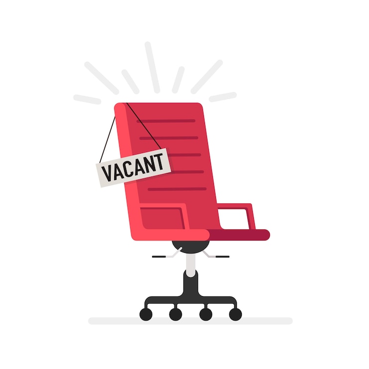 Vecteur chaise de bureau rouge et signe vacant
