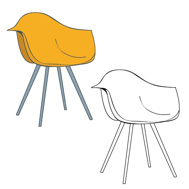 Vecteur chaise de contour de chaise isolée de vecteur sur fond blanc