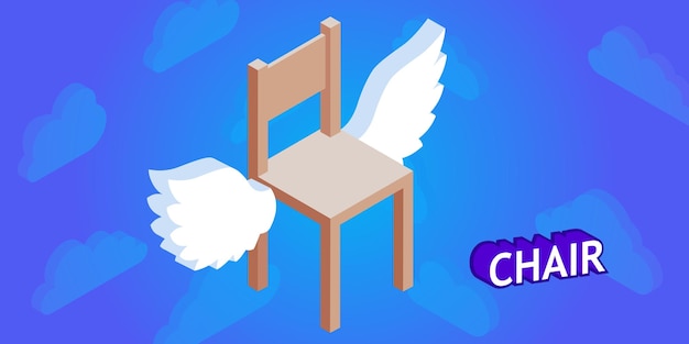 Chaise Design Isométrique Icône Vector Illustration Web 3d Concept Coloré