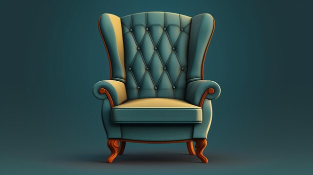 Vecteur une chaise avec un dos bleu et des jambes brunes