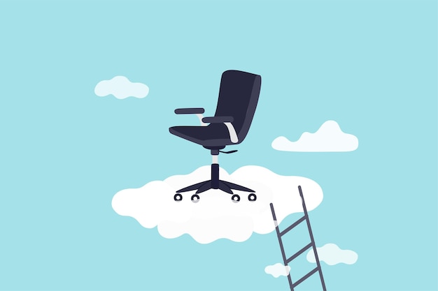 Chaise sur nuage avec échelle pour le talent et l'employé à monter