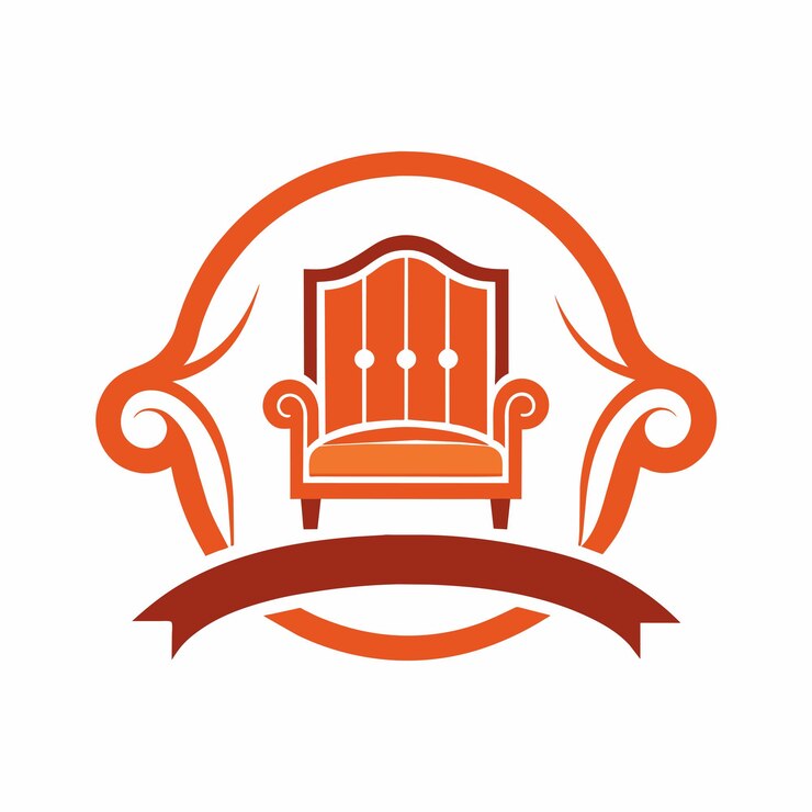 Une chaise orange ornée d'un ruban autour d'elle Ornez les meubles et la décoration victorienne avec des accents dorés