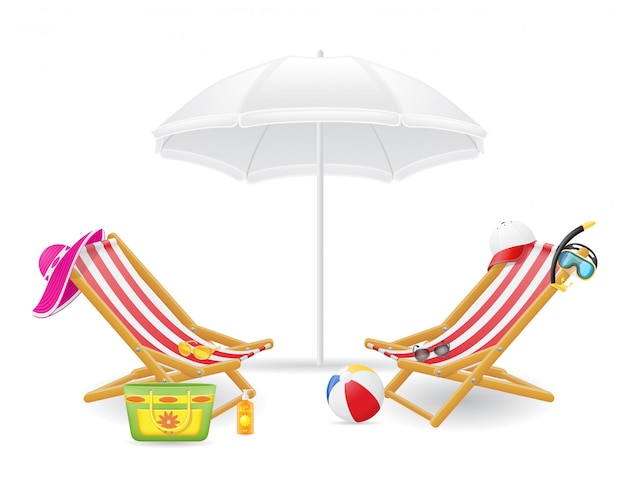 Vecteur chaise de plage et parasol