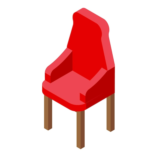 Une chaise rouge avec des jambes en bois sur fond blanc