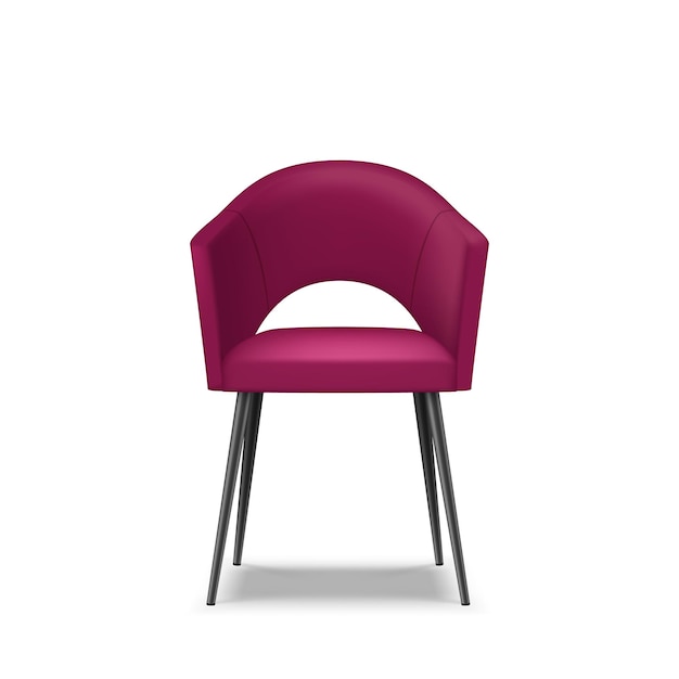 Chaise tabouret tendance pour la décoration d'intérieur de restaurant, bar, cuisine ou salon. Fauteuil classique en velours ou en cuir sur icône isolée réaliste de hautes jambes. illustration vectorielle 3d