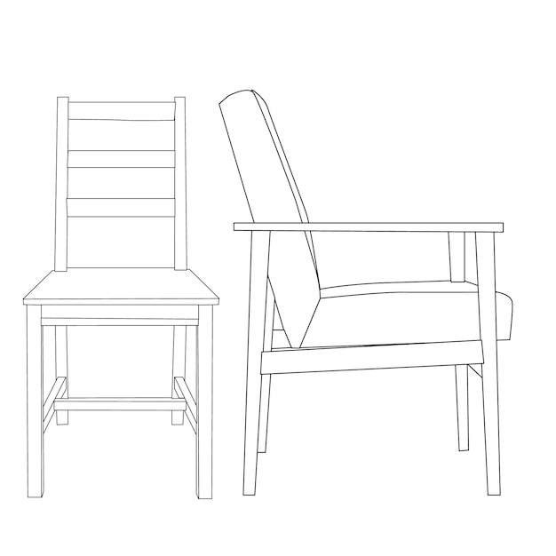 chaises de croquis de vecteur