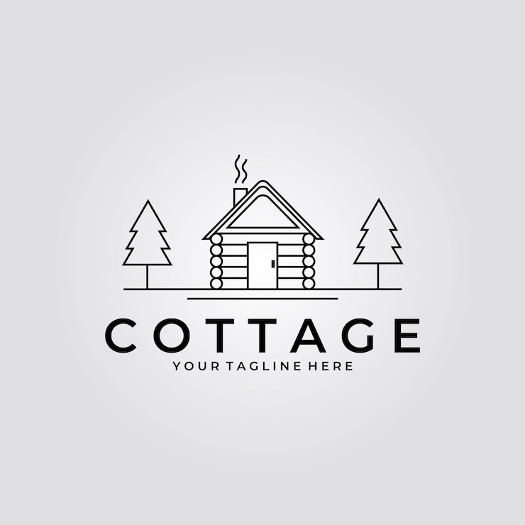 Vecteur chalet logo minimaliste vecteur ligne art design illustration